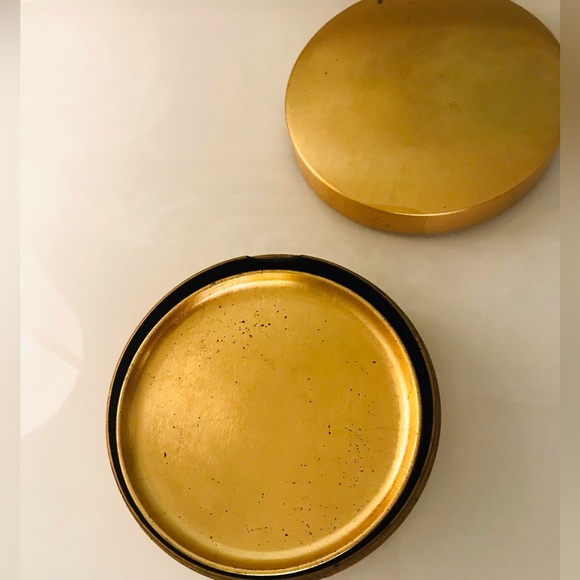 6 gold painted round coasters and box. Hand crafted in Japan. - Picture 4 of 12